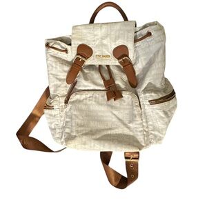 Steve Madden Cream and Brown Logo Backpack